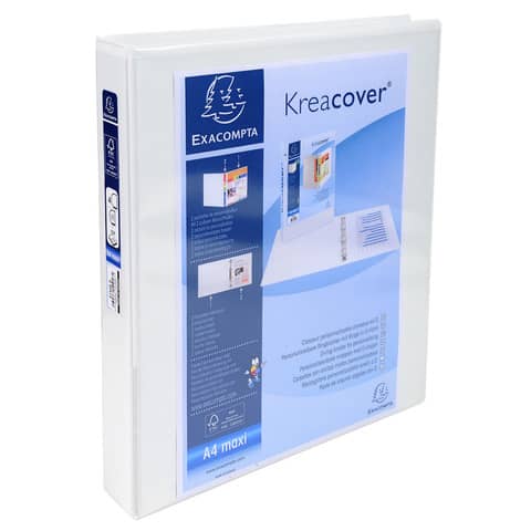 Raccoglitore personalizzabile Exacompta A4 maxi Kreacover® bianco 4 anelli a D 25 mm - 51946E